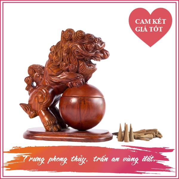 Lân Xông Trầm Gỗ Hương (Size 25)