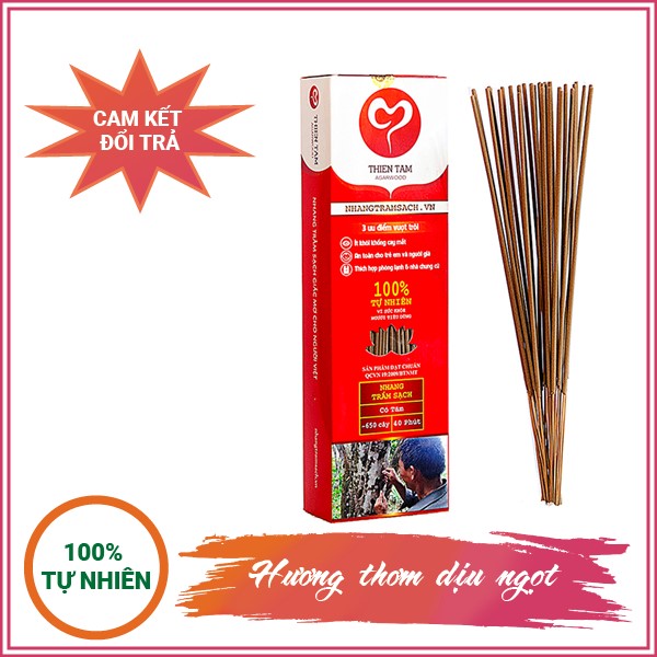 Nhang Trầm Sạch Tăm Mộc 40cm - 500g